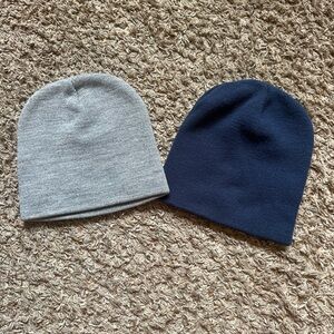 *Set of 2* Kid’s Unisex Wonder Nation Beanie Hats; Navy Blue and Gray; One Size
